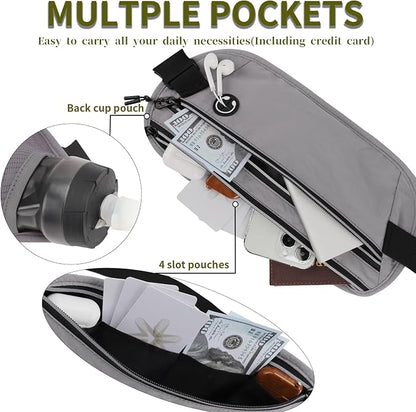 Slim Running Belt for Women Men Runners Fanny Packs With Phone Holder Hidden Pockets Exercise Waist Bag for Marathon Workout