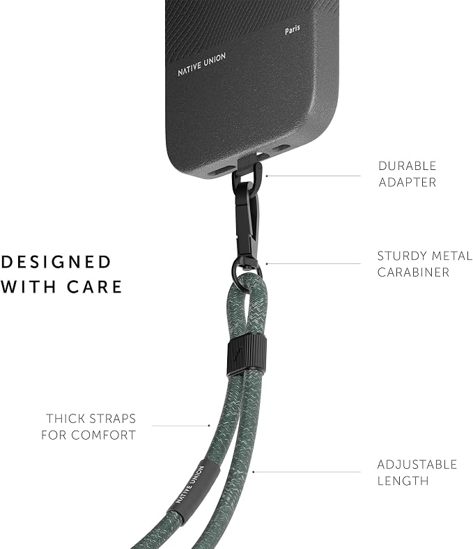 Native Union Sling – Adjustable & Detachable Phone Strap – Compatible with iPhone 16, 15, 14, 13 and most Smartphones – Made with 100% Durable & Recycled Materials (Slate Green)