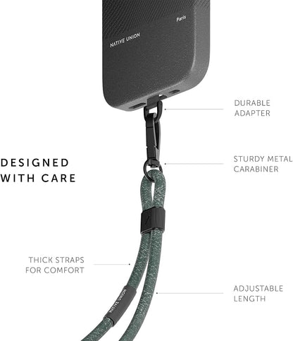 Native Union Sling – Adjustable & Detachable Phone Strap – Compatible with iPhone 16, 15, 14, 13 and most Smartphones – Made with 100% Durable & Recycled Materials (Slate Green)
