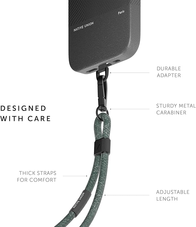 Native Union Sling – Adjustable & Detachable Phone Strap – Compatible with iPhone 16, 15, 14, 13 and most Smartphones – Made with 100% Durable & Recycled Materials (Slate Green)