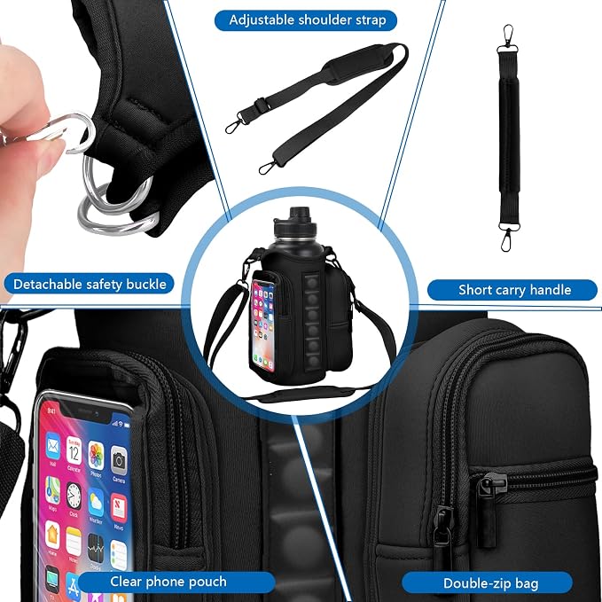 Magnetic Gym Water Bottle Bag with Strong Magnet Holder for Men and Women Securely Attaches to Metal Surfaces Perfect for 40Oz Bottle Phone Small Essentials Carrier