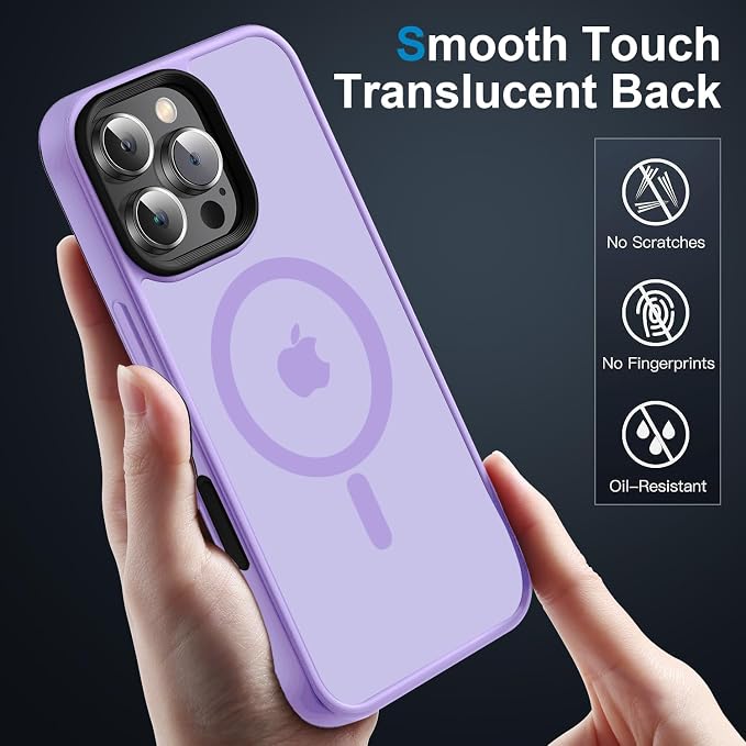 Strong Magnetic for iPhone 16 Pro Max case [10Ft Military-Grade Protection] Compatible with fit MagSafe Shockproof Slim Thin Cover case for iPhone 16 Pro Max 6.9 inch, Light Purple