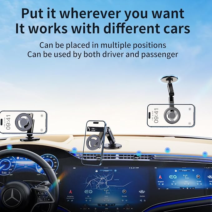 Ultra-Strong Suction Cup Phone Mount for Car - Anti-Shock & Noiseless Dashboard & Windshield Holder, 360° Adjustable Hands-Free Mount for All Smartphone (6)