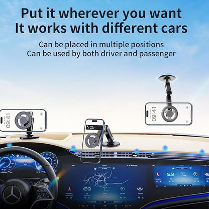 Ultra-Strong Suction Cup Phone Mount for Car - Anti-Shock & Noiseless Dashboard & Windshield Holder, 360° Adjustable Hands-Free Mount for All Smartphone (6)
