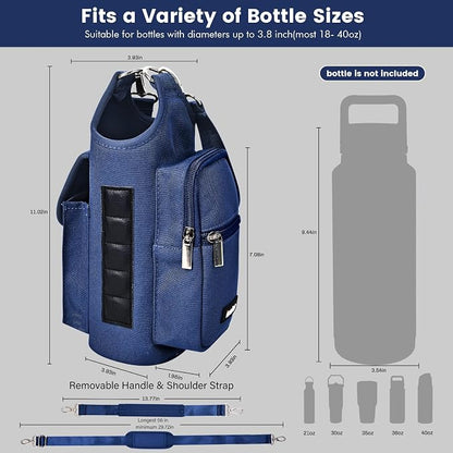 icolor Magnetic Gym Bag Water Bottle Carrier Holder with Phone Pockets & Shoulder Strap,Gym Magnetic Bag 5 Built-in Magnets Gym Accessories Organizer Sling Bottle Bag Pouch Sleeve