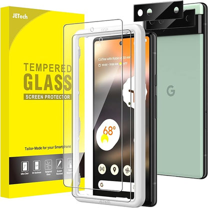 JETech Screen Protector for Google Pixel 6a, 2+2 Pack | with Camera Lens Protector, HD Clear Tempered Glass, Anti-Scratch Protection, Easy Installation Tool