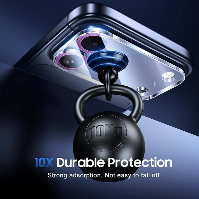 UniqueMe Compatible for 3 Pack iPhone 17 Pro Camera Lens Protector - [Drop Protection] [Case Friendly] 9H Tempered Glass Camera Cover Screen [Update New Version] - Glitter Dark Purple