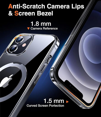 Chicfun 3-in-1 [Magnetic+Kickstand+Ring Holder] for iPhone 12/12 Pro Case Stand Ring Holder Compatible with MagSafe, Military Shockproof Protective iPhone 12/12 Pro Phone Case Kickstand Cover Clear