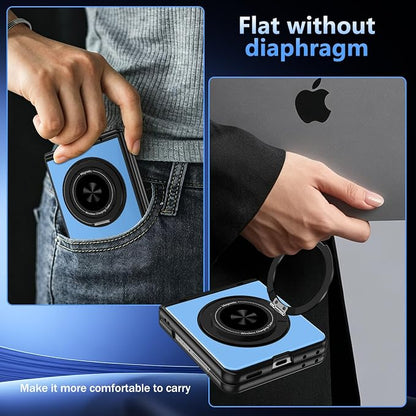 Hekodonk for Galaxy Z Flip 8 Case with 360 Rotatable Stand,[Compatible with MagSafe][Front Screen Protector],Magnetic Ring Holder with Hinge Protective Case for Samsung Z Flip 8,Blue