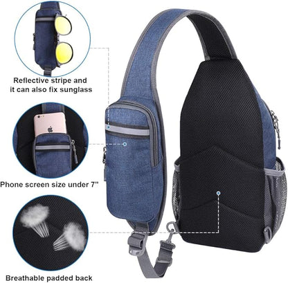 WATERFLY Crossbody Sling Backpack Sling Bag Travel Hiking Chest Bag Daypack