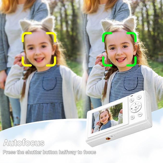 Digital Camera, 4K 44MP Autofocus Point and Shoot Camera with 16X Zoom 2.4" LCD Portable Compact Camera for Kids Teens Boys Girls Adults