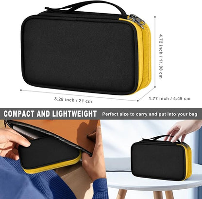 ZINZ Electronic Accessories Organizer, Travel Cable Carry Pouch Storage Bag for Laptop Attachment Cable, Cord, Charger, Earphone etc,Black-Yellow
