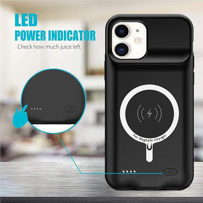Battery Case for iPhone 11, 10000mAh High Capacity Portable Charger Case Rechargeable Smart Battery Pack Charging Case with Wireless Charging Support Carplay Compatible for iPhone 11 (6.1 inch)-Black