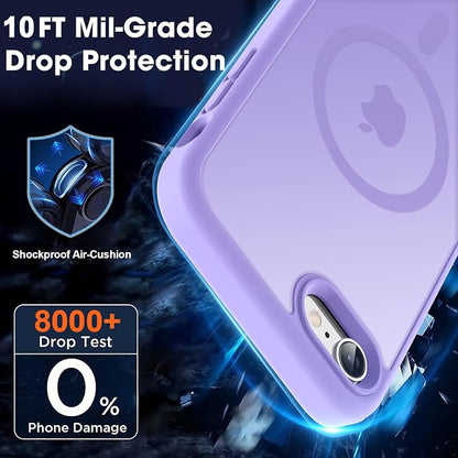 MOCCA Strong Magnetic for iPhone SE Case 2022/iPhone SE 2020 Case/iPhone 7 Case/iPhone 8 Case [Compatible with Magsafe] Slim Thin Translucent Matte Protective Cover Phone Case 4.7'', Light Purple