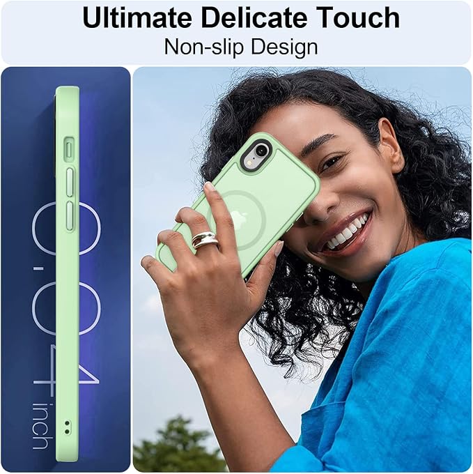 MOCCA Strong Magnetic for iPhone XR Phone Case, [Compatible with Magsafe][Mil-Grade Drop Protection] Slim Thin Translucent Matte Protective Cover Case for iPhone XR Case 6.1'', Light Green