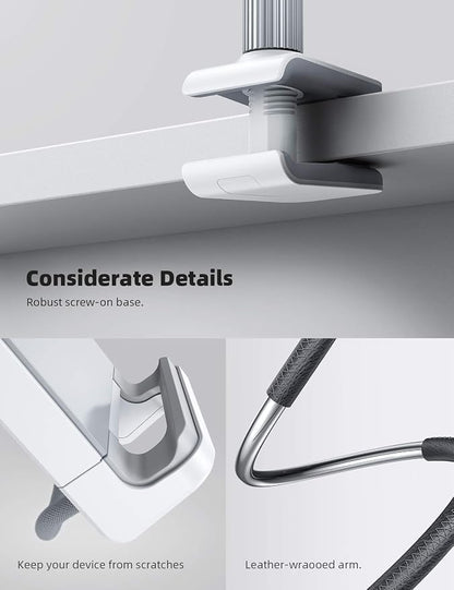 Lamicall Gooseneck Tablet Holder Mount : Flexible Arm Clip Tablet Stand for Bed, Desk Mount Gifts, Compatible with iPad Pro 11", Mini Air, Galaxy Tabs More 4.7 to 10.5" Phones and Tablets