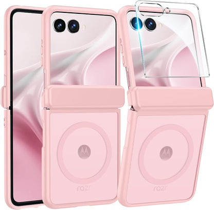 FNTCASE for Motorola Razr 2026/2025 Case, Fit for Magsafe, Hinge Protection | Screen Protector, Translucent Matte Magnetic Back, 18FT Military Grade Drop Proof, Protective Phone Cover, Light Pink