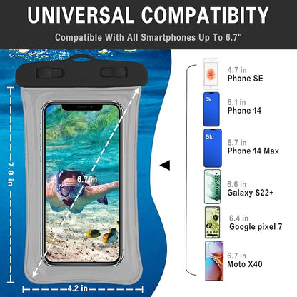 2 Pcs Waterproof Phone Pouch, Universal IPX8 Floating Waterproof Cell Phone Case Dry Bag, Compatible with Most Cell Phone on Market, Waterproof Phone Protector for Beach Swimming (Blue + Green)