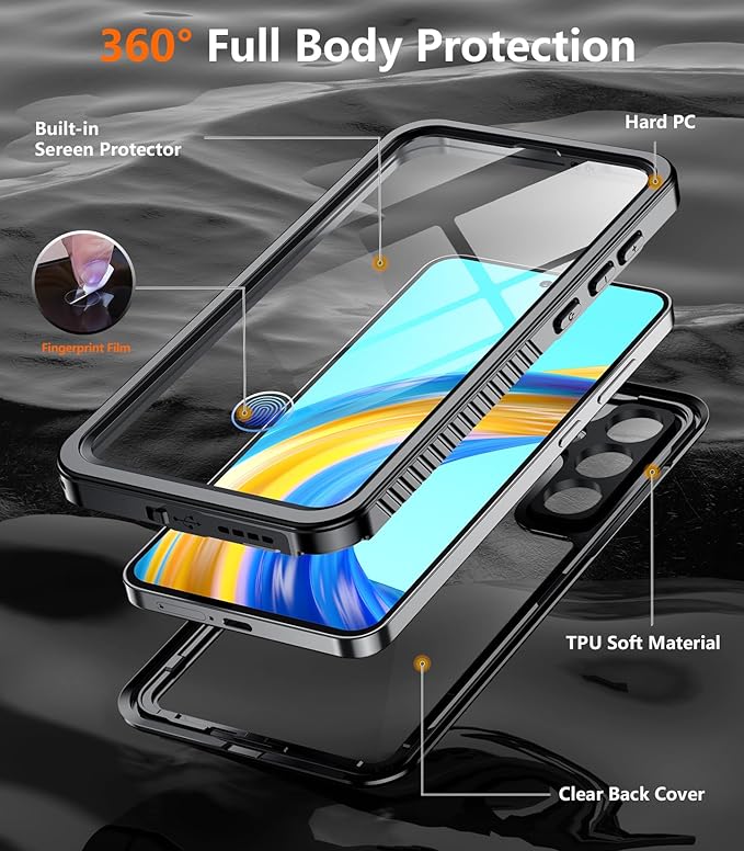 Temdan for Samsung Galaxy S25 FE Case Waterproof, [Military-Grade Drop Protection] [IP68 Underwater] Full Body Heavy Duty Rugged Shock-Proof Case for S25 FE 6.7 Inch Black