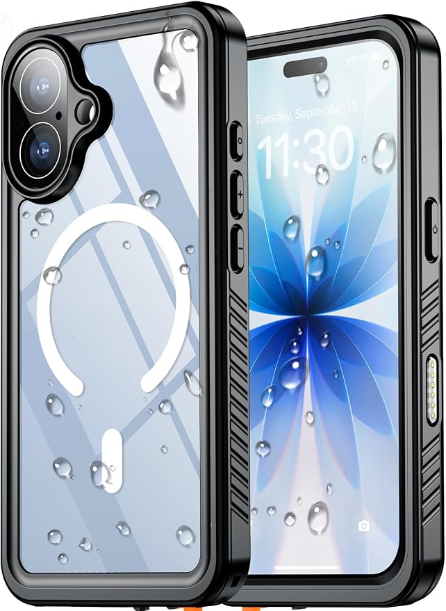 SPIDERCASE for iPhone 17 Case with Built-in Screen Protector, [Compatible with Magsafe] [IP68 Waterproof] 15FT Military Grade Shockproof Full Body Sealed Protective Case for iPhone 17 6.3", Black