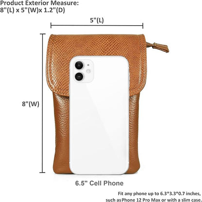 befen Genuine Leather Small Crossbody Bags for Women Cell Phone Bag Cross Body Purses,Silver Zipper