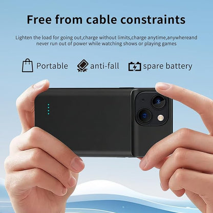 Battery Charger Case for iPhone 13/14, 10000mAh Extended Portable Charger Case (6.1'inch) with Secure Fit & LED Power Indicator-Black