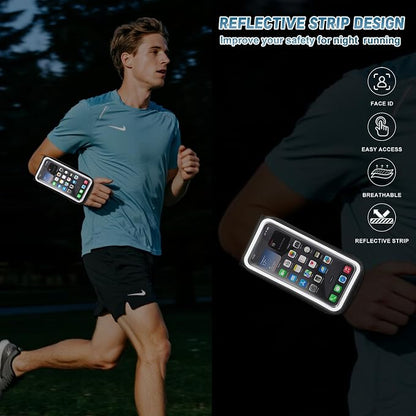 Running Armband Phone Holder for iPhone 17/16/15/14/13/XR Pro Max Plus,Forearm Wristband Adjustable with Card Slot Sport Arm Bag for Cycle Gym Sweatproof Jogging Accessories Workout Armbands