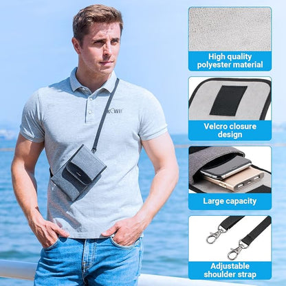 KIWIFOTOS Travel Cell Phone Pouch Belt Pouch Phone Holster Crossbody Bag with Shoulder Strap for iPhone17 16 15 14 Pro Max Holder with Neck Lanyard Smartphone Walking Passport Wallet