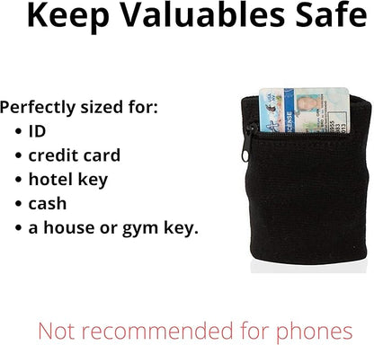 Suddora Zipper Wrist Pouch - Sweatband/Wristband Wallet for Keys, ID, Cards, Cash