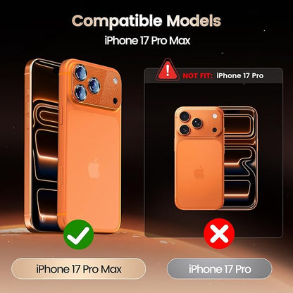 Camera Lens Protector Compatible with iPhone 17 Pro Max- Metal Frame Tempered Glass Cover, [Anti-Scratch] [Drop-Proof][Strong-Adhesion] Rear Camera Screen Cover- Orange