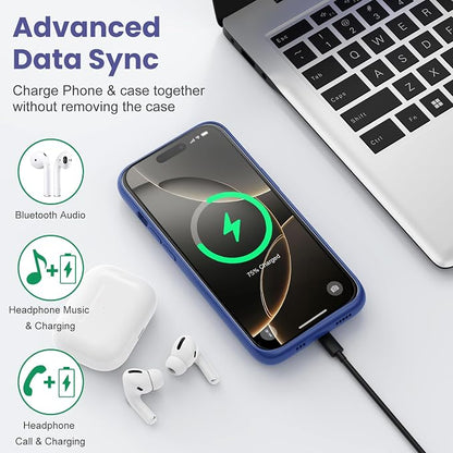 Battery Case for iPhone 16 Pro Max, Upgraded 8600mAh Portable Charging Case, Ultra-Slim Lightweight Powerful Extended Battery Pack for iPhone 16 Pro Max (6.9 inch) Blue