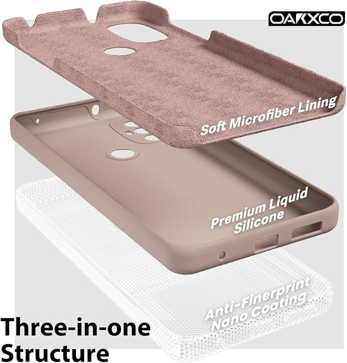 oakxco for Motorola Moto G Power 2022 Phone Case/Moto G Play 2023 Phone Case Liquid Silicone, Thin Slim Soft Rubber Gel TPU Plain Simple Cover for Women Girl Cute, Matte Solid Color,Brown Khaki Nude