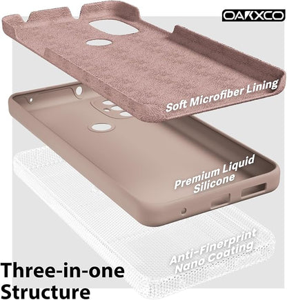 oakxco for Motorola Moto G Power 2022 Phone Case/Moto G Play 2023 Phone Case Liquid Silicone, Thin Slim Soft Rubber Gel TPU Plain Simple Cover for Women Girl Cute, Matte Solid Color,Brown Khaki Nude