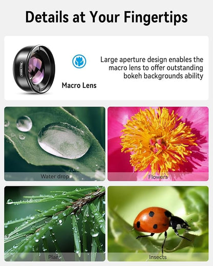 Evil eye 10X Macro Phone Lens Kit for Smartphone with Universal Clip, Professional Macro Photography Lens for iPhone, Samsung and Most of Android Smartphone