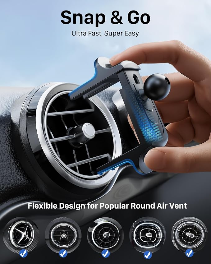 Car Phone Holder Upgraded for Mercedes Benz A/C Class C300/200/260 A180/200, GLA/GLB/GLC, Spring Clip for Round/Circular Vent Cradle for iPhone Samsung, for Mercedes Benz Accessories