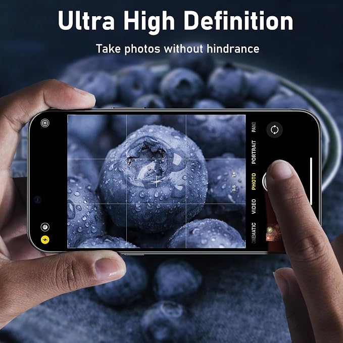 UniqueMe for iPhone 13 Pro/iPhone 13 Pro Max Camera Lens Protector, [Strong Drop Protection] Metal Ring Tempered Glass Rear Camera Screen Cover - Bling Cicrle, Black
