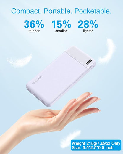 AsperX 10000mAh USB C Output Portable Charger Power Bank Fast Charging, Portable Battery Bank External Battery Pack for iPhone, Samsung, Google LG and Heated Vest