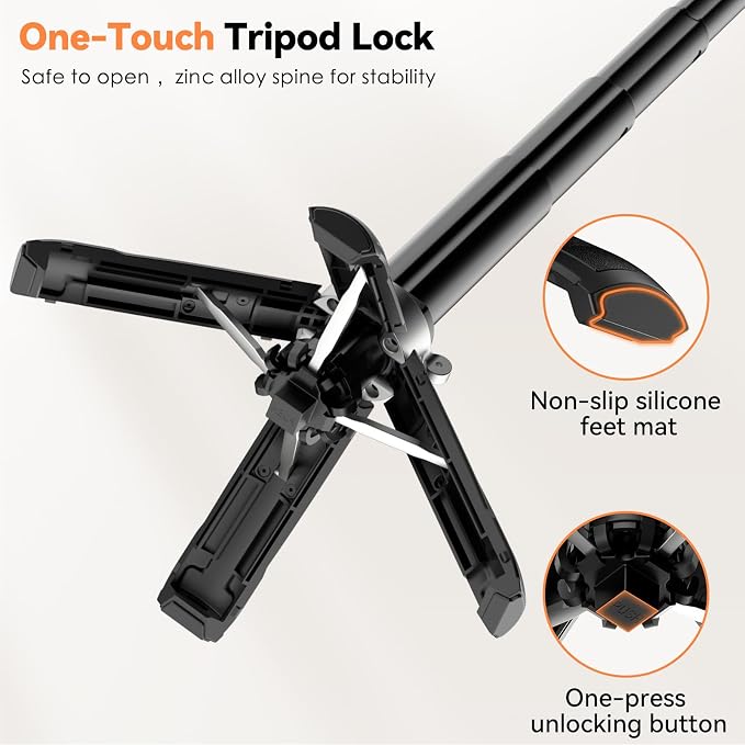 CloudValley Magnetic Mini Selfie Stick Tripod, 4-in-1 Pocket Size Phone Tripod with 360° Rotation, Choice Rechargeable Bluetooth Remote, Foldable Handle Grip, Compatible with MagSafe iPhone