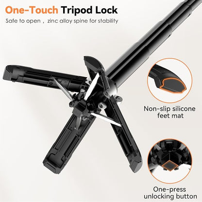 CloudValley Magnetic Mini Selfie Stick Tripod, 4-in-1 Pocket Size Phone Tripod with 360° Rotation, Choice Rechargeable Bluetooth Remote, Foldable Handle Grip, Compatible with MagSafe iPhone