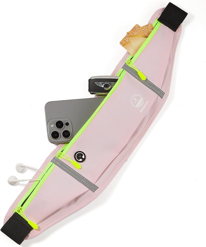 Running Belt Slim Fanny Packs for Women, Pink Running Fanny Pack Waist Pack Phone Holder for Running Hiking Workout
