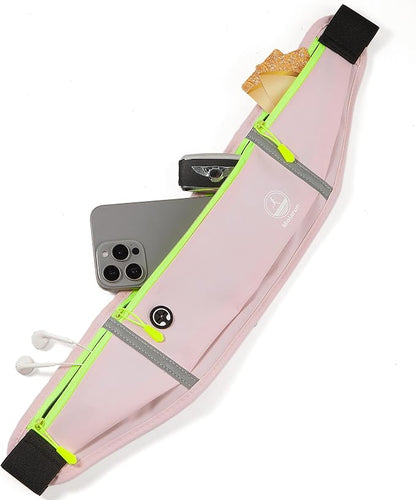 Running Belt Slim Fanny Packs for Women, Pink Running Fanny Pack Waist Pack Phone Holder for Running Hiking Workout