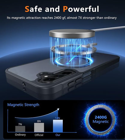 FNTCASE for Galaxy A26 5G Phone Case: Magnetic Matte Translucent Military Grade Drop Protection Cell Phone Cover - Slim Rugged Durable Shockproof Protective for Samsung A26 Cases - Black