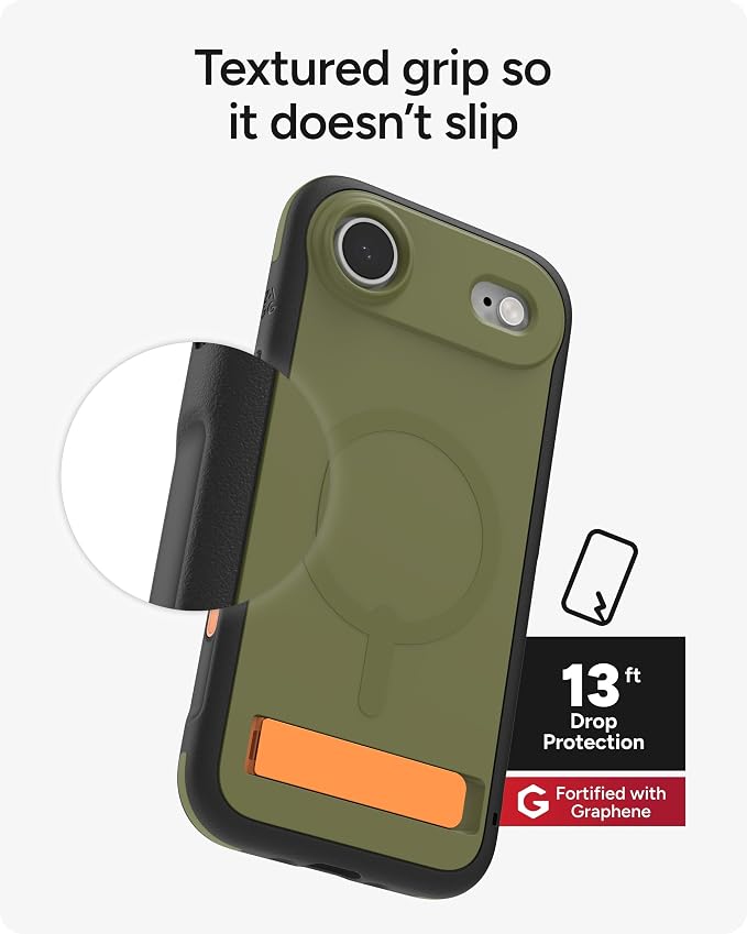 ZAGG Sedona Snap Case with Kickstand for iPhone Air - Green Sea Kelp, Drop Protection (13ft/4m), Multi-Layer Protection, with Camera Button, MagSafe Phone Case with Impact-Absorbing Bumpers