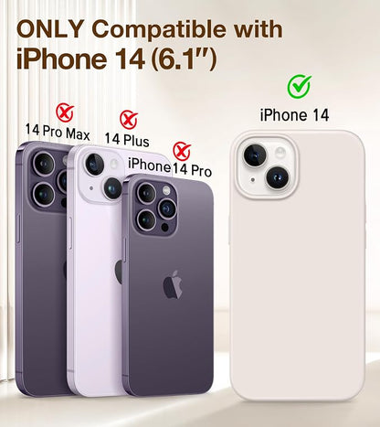 GONEZ Magnetic for iPhone 14 Case, Compatible with Magsafe, with Screen Protector + Camera Protector, Anti-Scratch Microfiber Lining, Liquid Silicone Shockproof Protective Phone Case, Stone