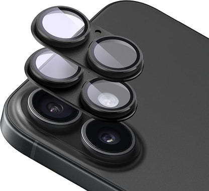 2-Pack Shatterproof Camera Lens Protector for iPhone 16/16 Plus |AR Tempered Glass Strong Adsorption Metal Camera Cover Screen(Black)