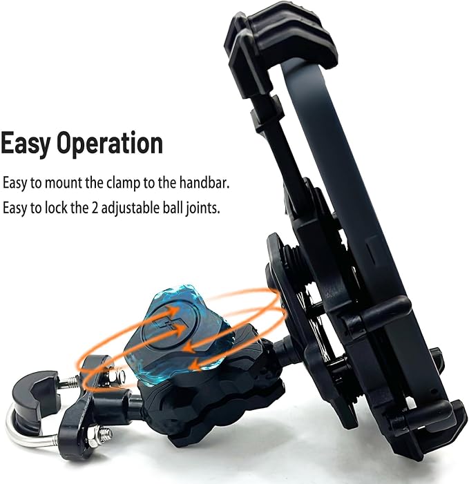 QYMOTO ATV Phone Holder Mount,Motorcycle Handlebar Phone Mount,4 Wheeler Anti Vibration 360 Cell Phone Holder Clamp Fit CFMOTO Cforce,Polaris Sportsman,Can am Outlander Adjustable Fit 4.7"-7.1'' Phone