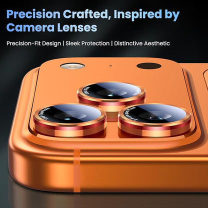 Uyiton for iPhone (17/16/15/14 Pro Max) and iPhone (17/16/15/14 Pro) Camera Lens Protector - Military-Grade Tempered Glass Metal Camera Cover, Easy to Install, Cosmic Orange+Red