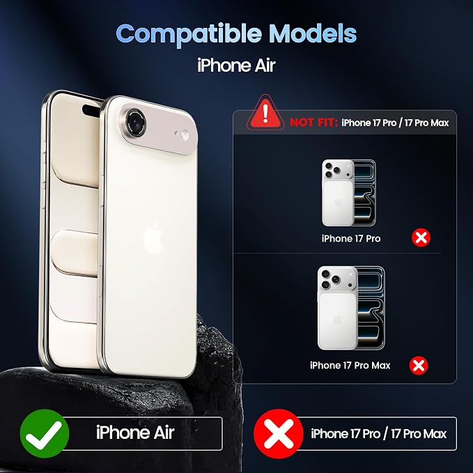 CACOE Camera Lens Protector for iPhone Air - Metal Frame Tempered Glass Cover, [Anti-Scratch] [Drop-Proof][Strong-Adhesion] Camera Screen Cover(Light Gold)