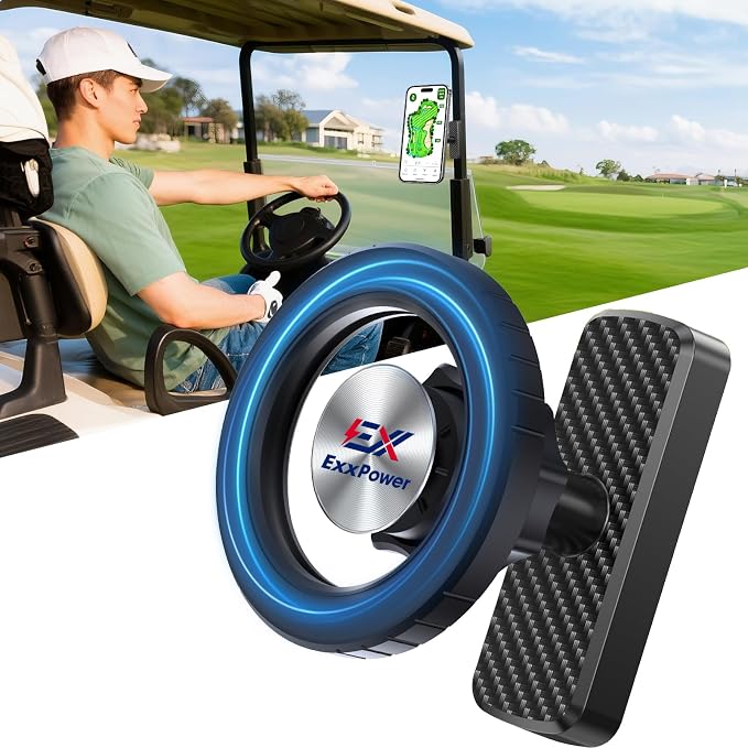 Magnetic Golf Cart Phone Holder Pro，Phone Mount - 360° Rotating, Heavy-Duty Mount for Swing Recording, Golf Cart & Universal Use, Perfect Stocking Stuffer for Men, Dad, Husband, Golfers