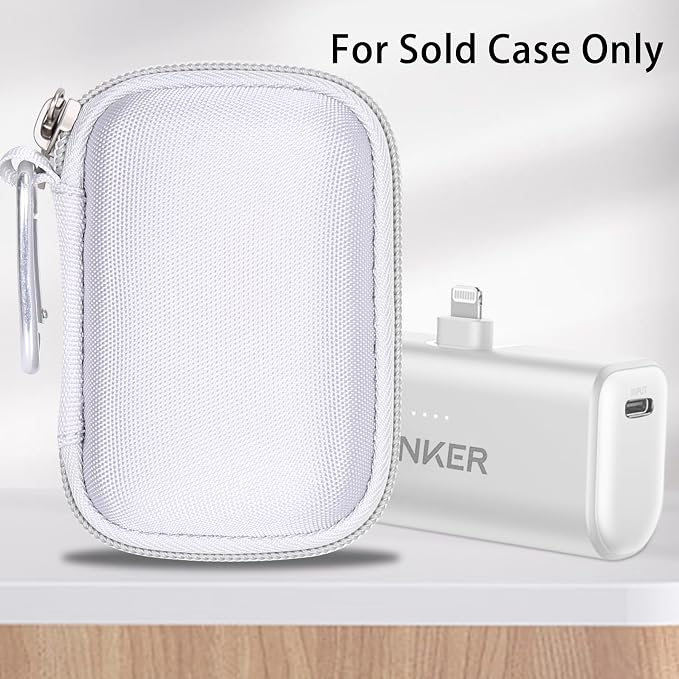 khanka Hard Travel Case with Anker 621 Nano Power Bank,5,000mAh Portable Charger,Case Only (White)